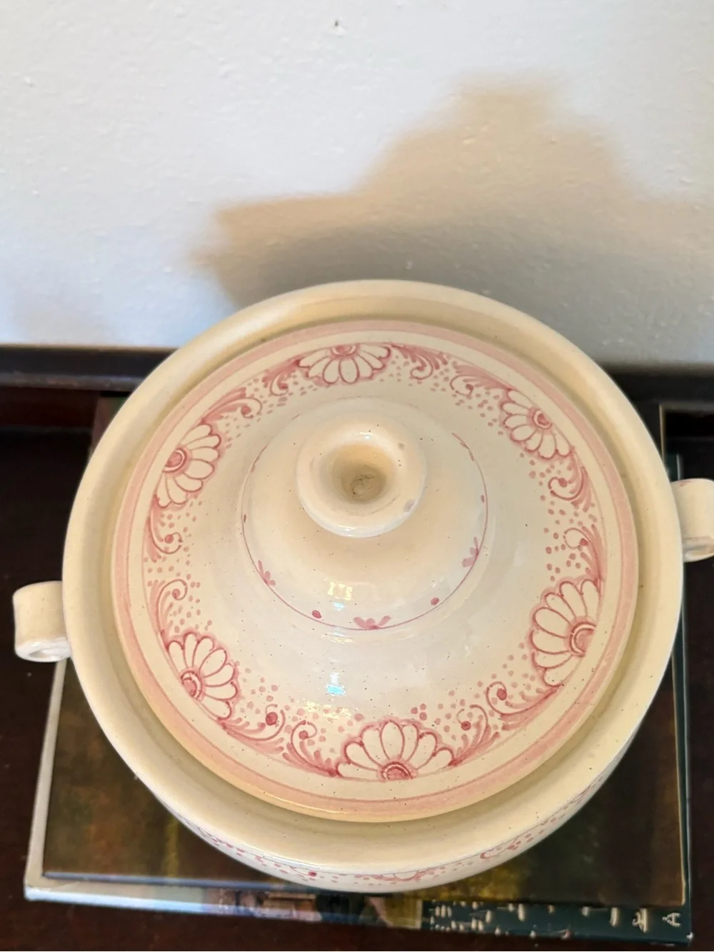 Vintage || Hand Painted Soup Tureen Lidded Floral Cream Pink Italy